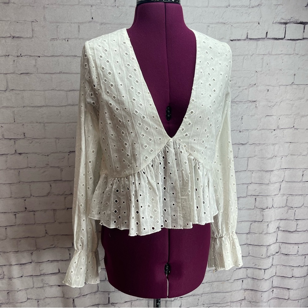 Altar’d State size small white long sleeve eyelet lace dress